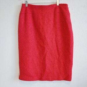 Moulinette Soeurs Anthropologie Red Midi Boucle Pencil Skirt Sz 10 Work Wear